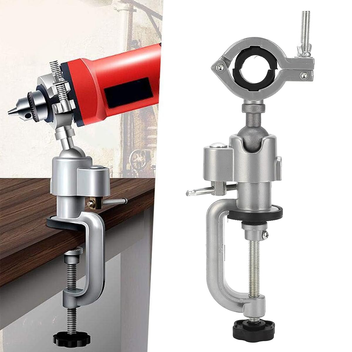 Serplex® Small Bench Clamp Vise 360 Degree Desk Clamp Vise Adjustable Clamp Diameter Robust Aluminum Alloy Bench Clamp Vise for DIY Crafting, Jewelry Making Crafts