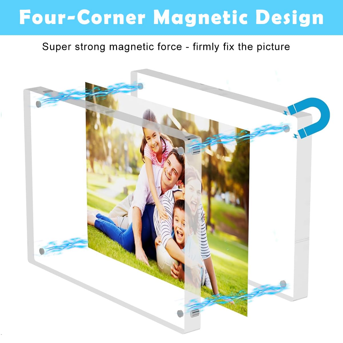 HASTHIP® Acrylic Picture Frame 4x6 Inches, Magnetic Acrylic Picture Frame, Transparent Double-Sided Desk Display, Double Sided Frameless Photo Frame, Gift Option for Home or Office Decor