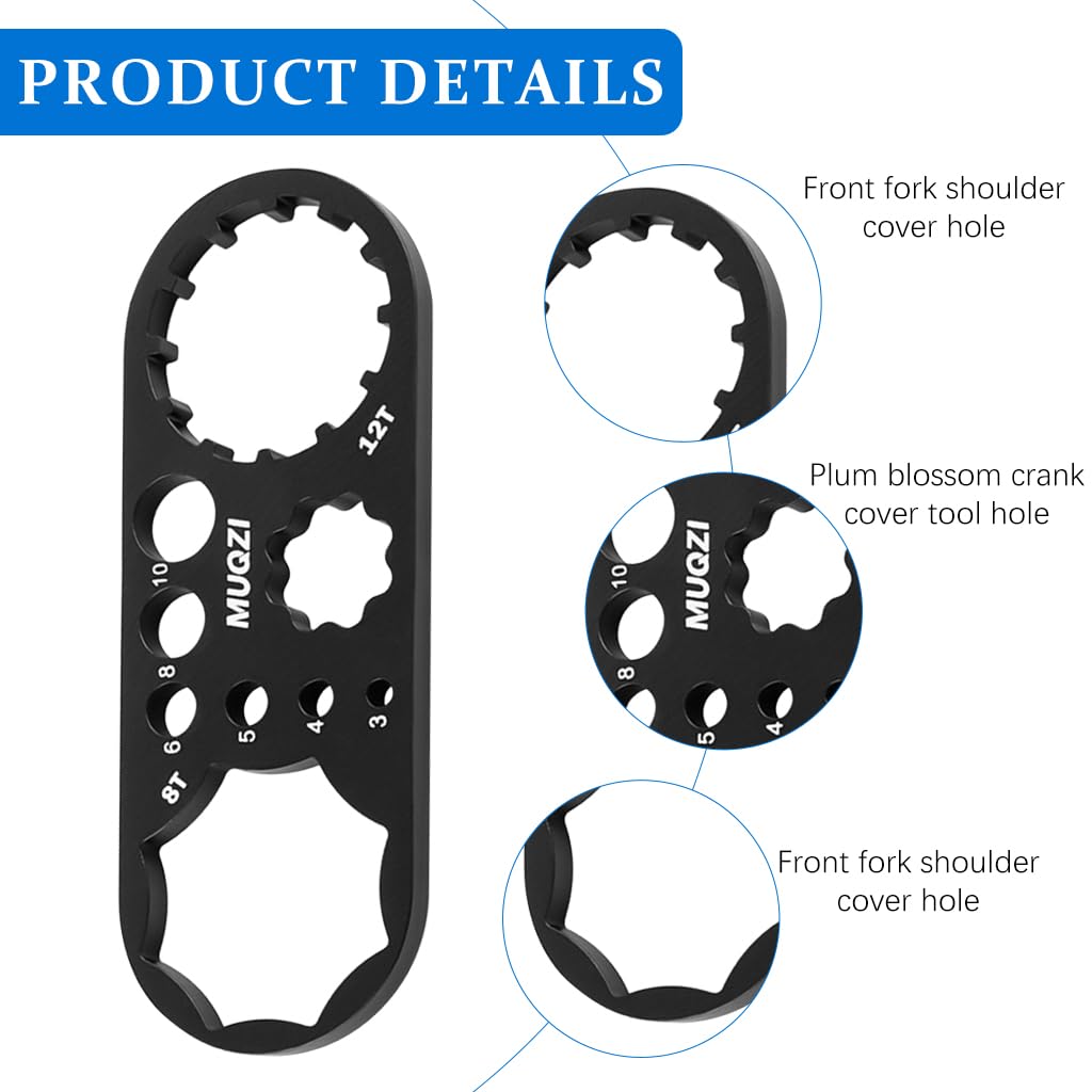 Proberos® Bicycle Fork Cap Wrench 3.93 inches Pocket Multi Wrench Tool Bike Front Fork Shoulder Caps Wrench, Multifunctional  Aluminum Alloy Bike Maintenance Tool Spanner