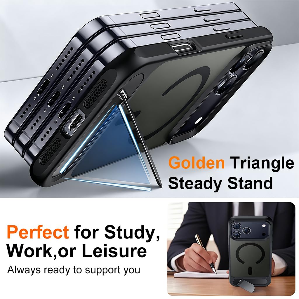 ZORBES iPhone 17 Pro Max Case with Magnetic Ring and Kickstand | Slim TPU Black Cover