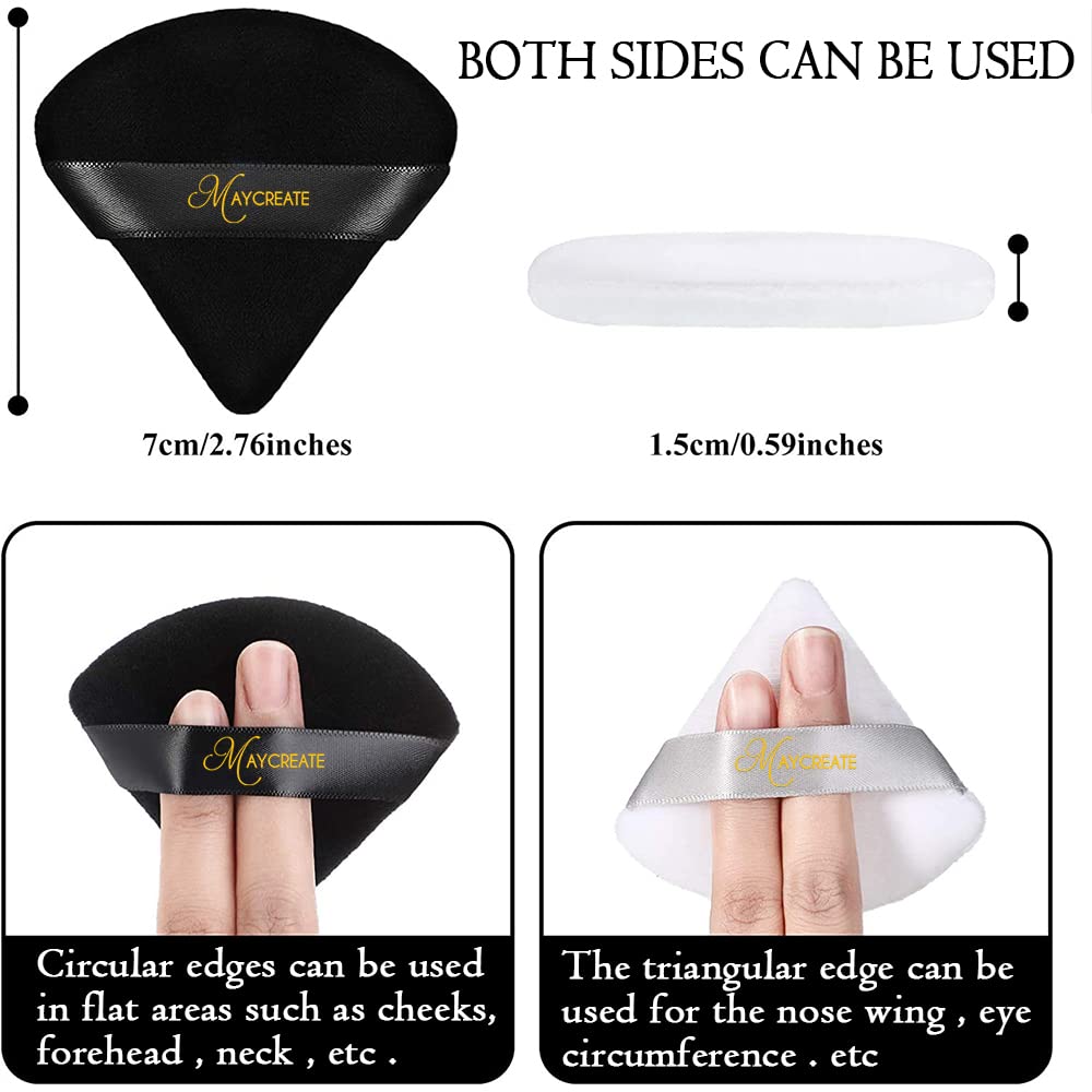 MAYCREATE Makeup Sponge Puff 4pcs for Dry and Wet Use with Butterfly Wing Handle | Hydrophilic Polyurethane Blender