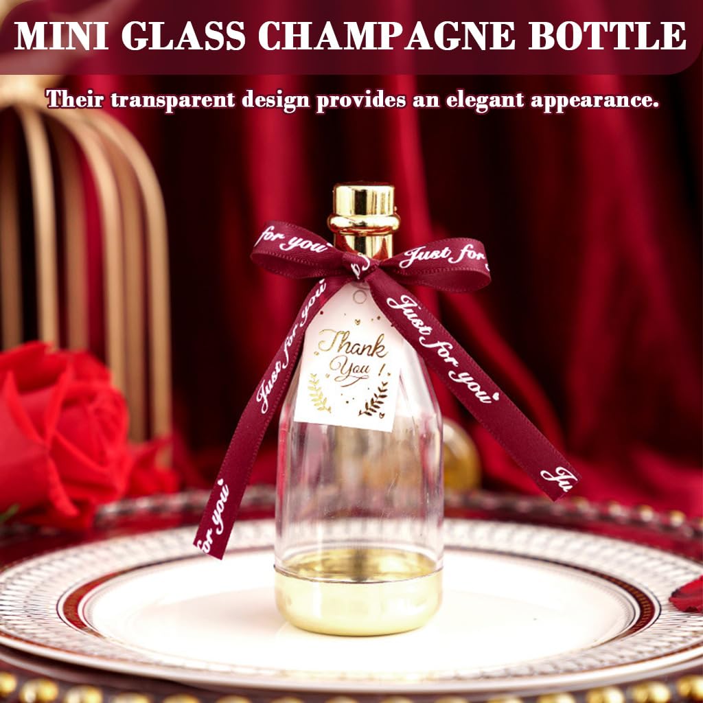 HASTHIP Mini Champagne Bottle Gift Boxes for Party Favors with Ribbon Decoration 6 Pcs 4.5x11.5cm Clear Glass | Weddings and Celebrations