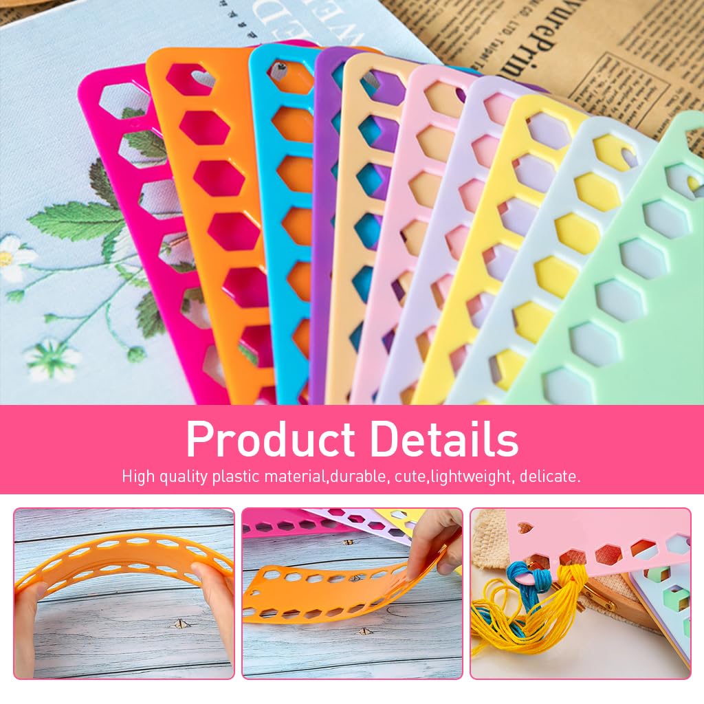 HASTHIP Embroidery Thread Cards for Cross Stitch with Dual Row 20 Slots | 10 Color Plastic Set