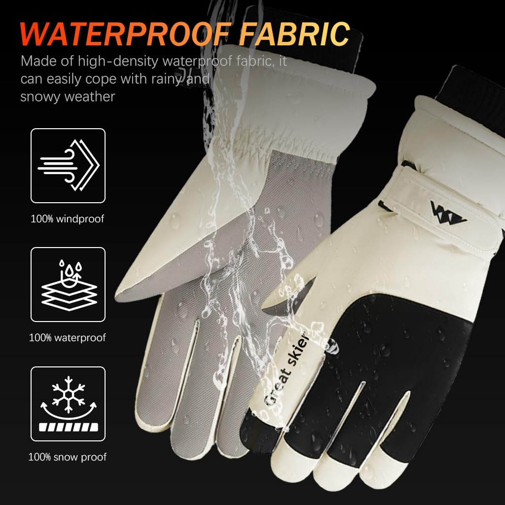 Gustave Winter Gloves with 31 cm Length and Anti Slip PU Palm for Men & Women | Touchscreen Fleece Lining