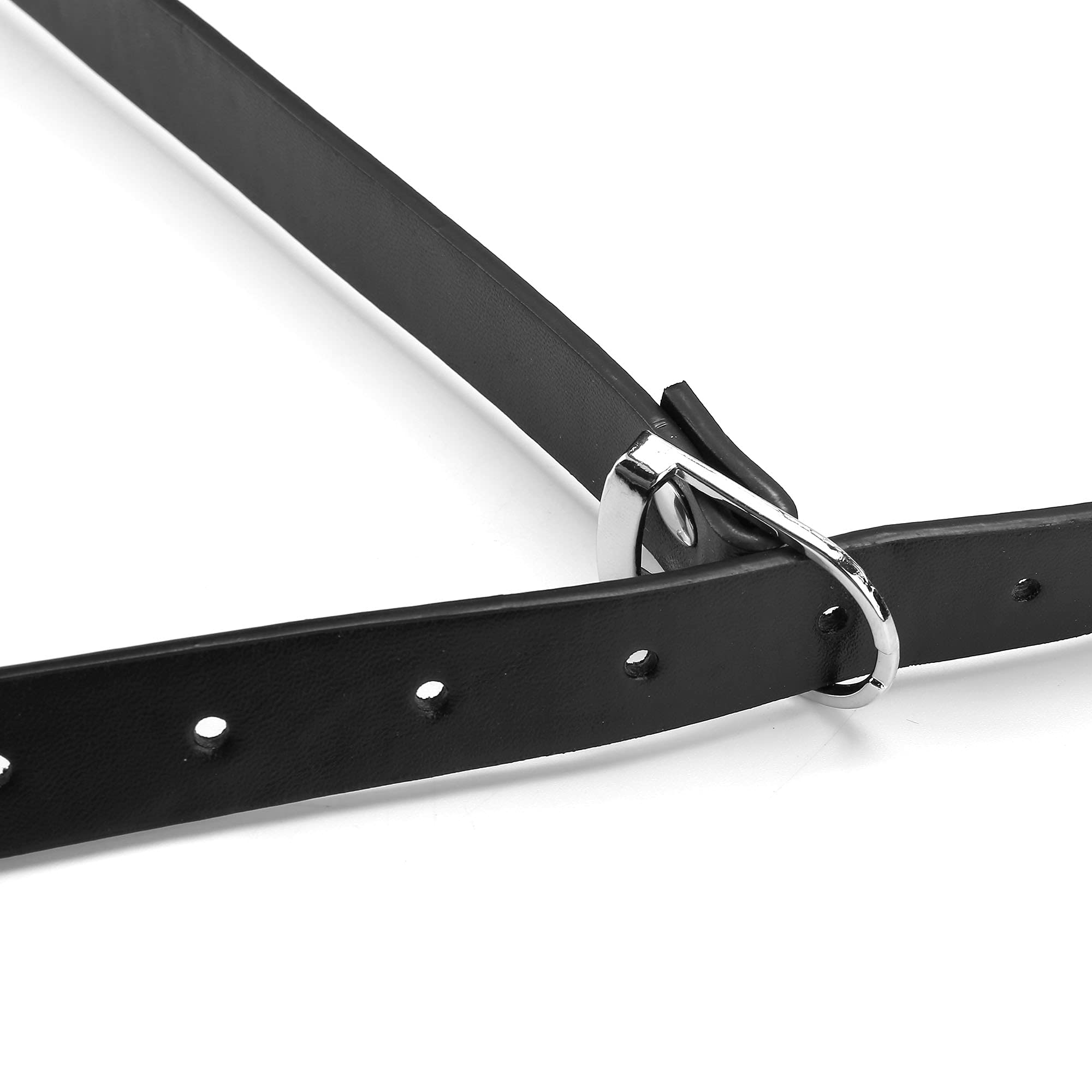 Venzina Waist Belt for Women featuring Metal Chains and Ring Buckle 97 cm Faux Leather Black | Punk Goth Style for Skirts and Jeans