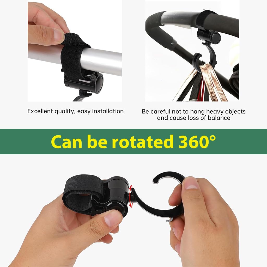 SNOWIE SOFT Stroller Hanging Hook for Bags featuring 360° Rotatable Clip | 2Pcs Set