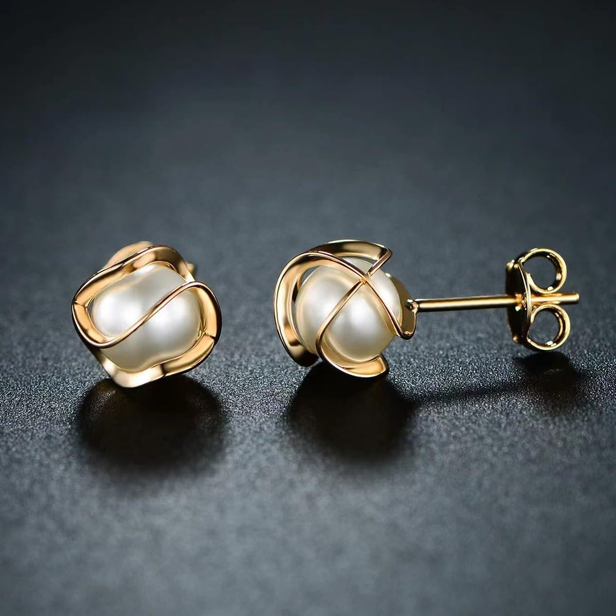 SANNIDHI Earrings for Women featuring Faux Pearl Floral Studs with Golden Outline | Elegant Daily and Party Wear