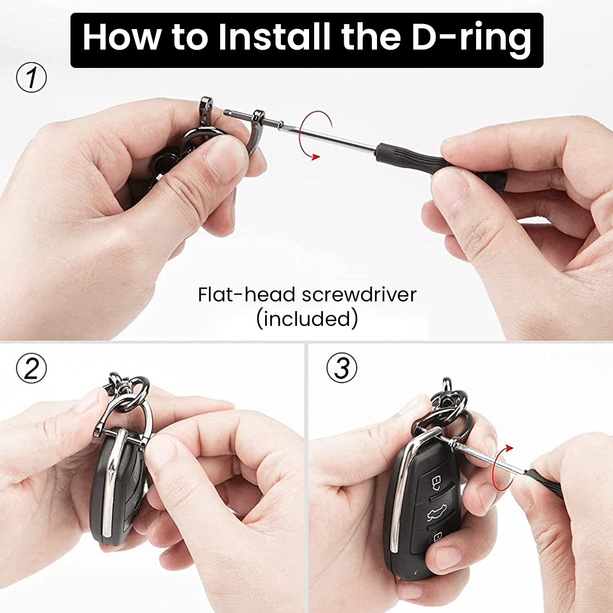 Universal Car Keychain for Car and Bike Owners featuring Screw-Fixed Anti-Loss Design | Braided Leather Strap