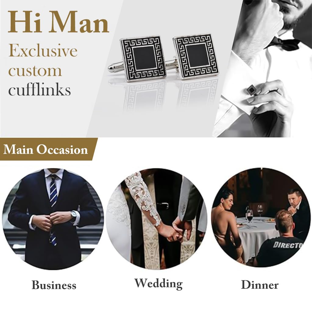 GUSTAVE Cufflinks for Men featuring Round Golden Edge Enamel Design | Ideal for Wedding and Business Attire