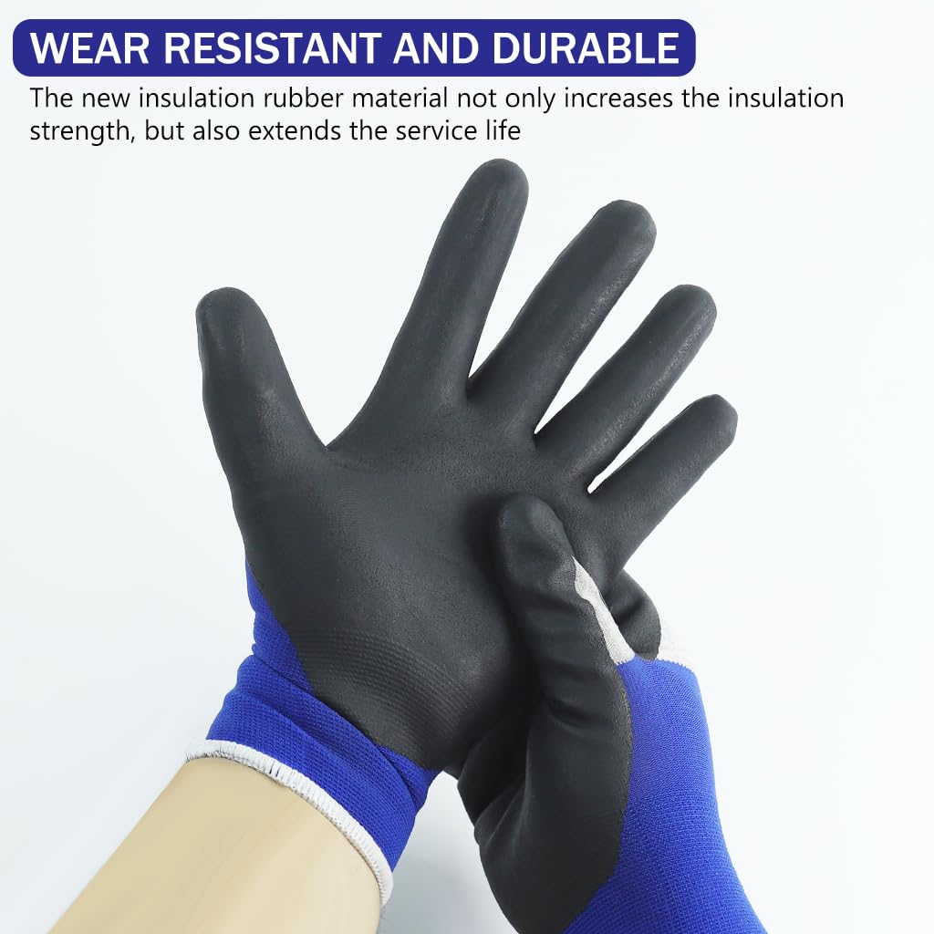 Serplex® Electrical Insulated Gloves with 500V High Voltage Resistance Electrician Safety Flame Retardant Work Insulation Rubber Non Slip Design 3 PCS