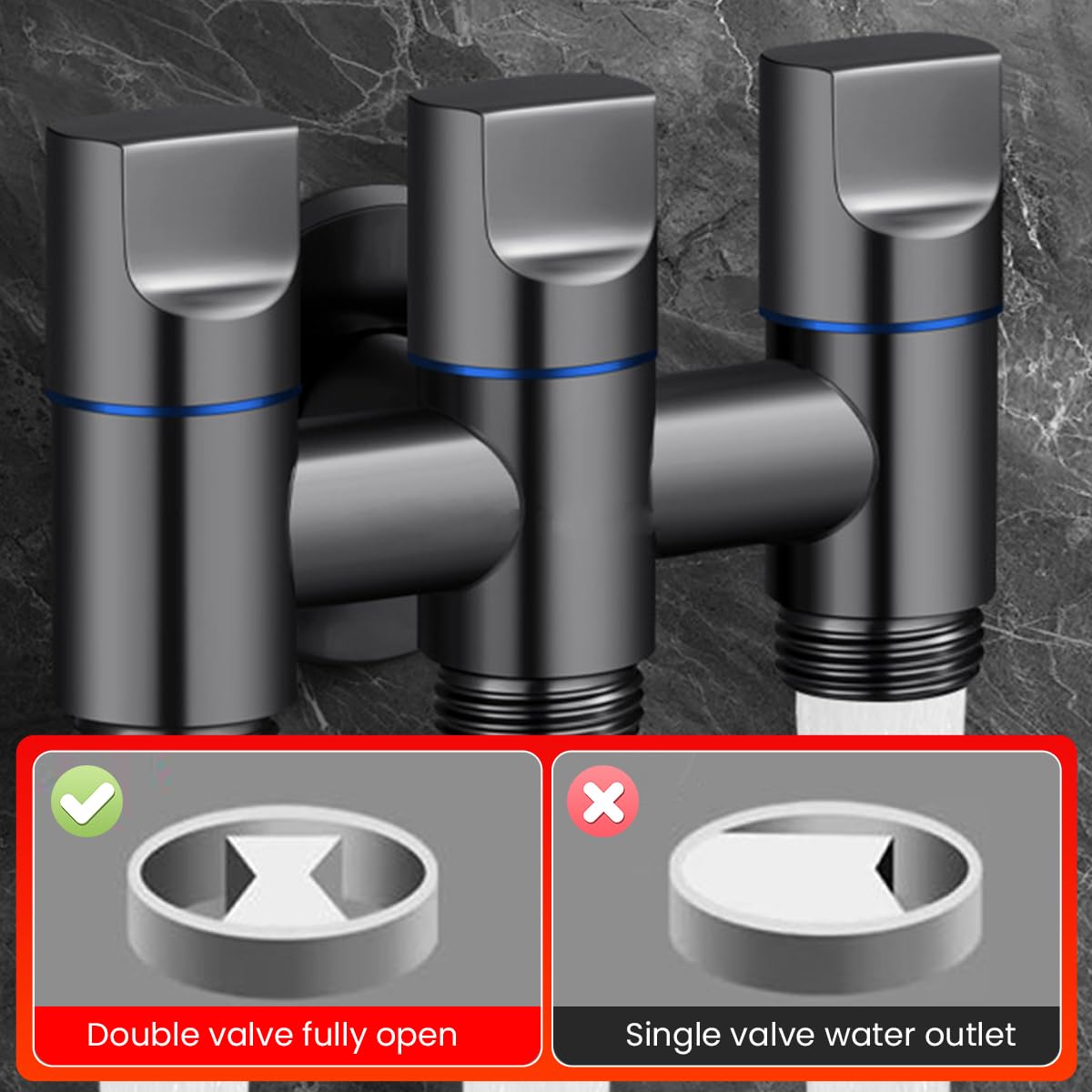 Supvox Multi Water Inlet Valve for Washing Machines and Dishwashers 3PCS | Featuring 3 in 1 Design with Stainless Steel and Independent Control Knob