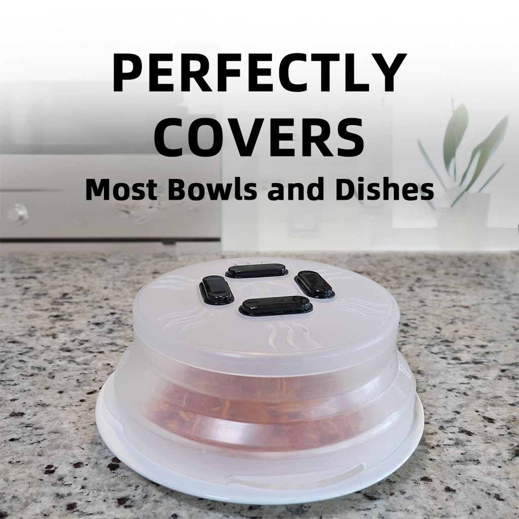 ZIBUYU Microwave Splatter Cover for Food with Magnetic Top and Collapsible Design 10 in BPA-Free Graphite