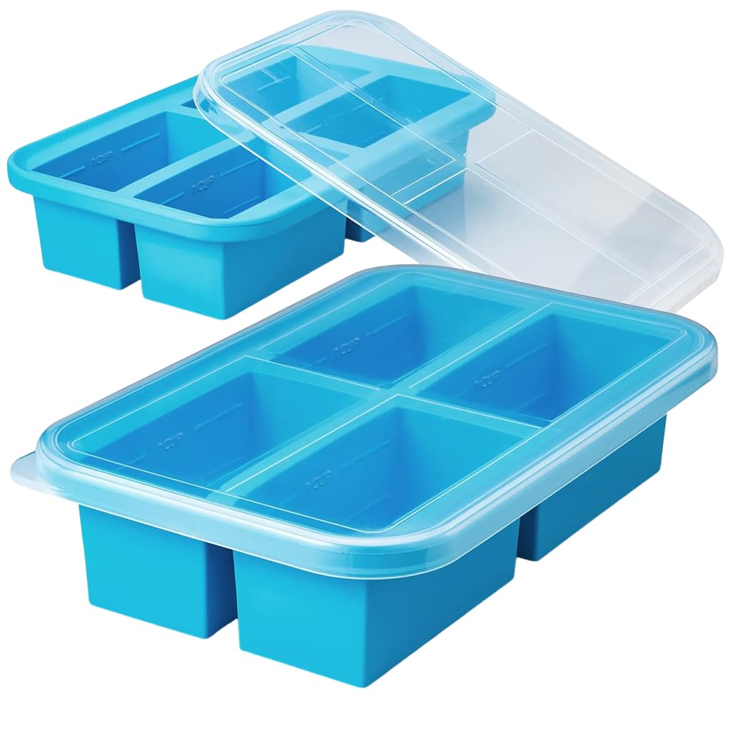 Supvox® Silicone Freezer Trays With Lid - Silicone Soup Freezer Molds, Soup Freezer Containers For Freezing