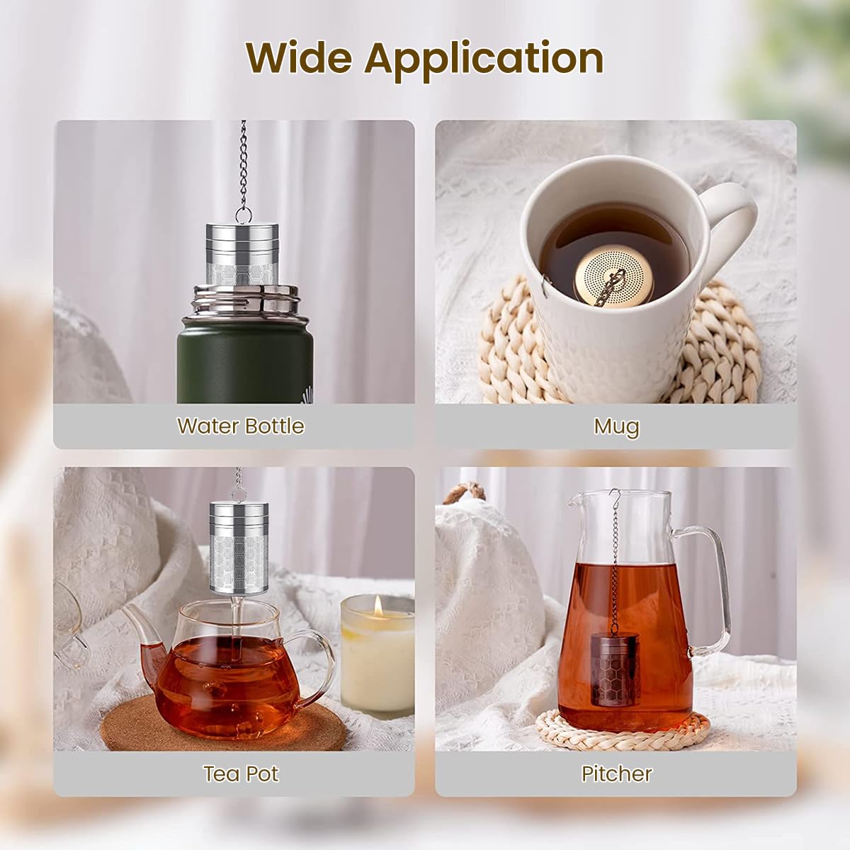 Supvox Tea Infuser for Loose Leaves featuring Fine Mesh Lid and Chain | 2.75 in 304 Stainless Steel