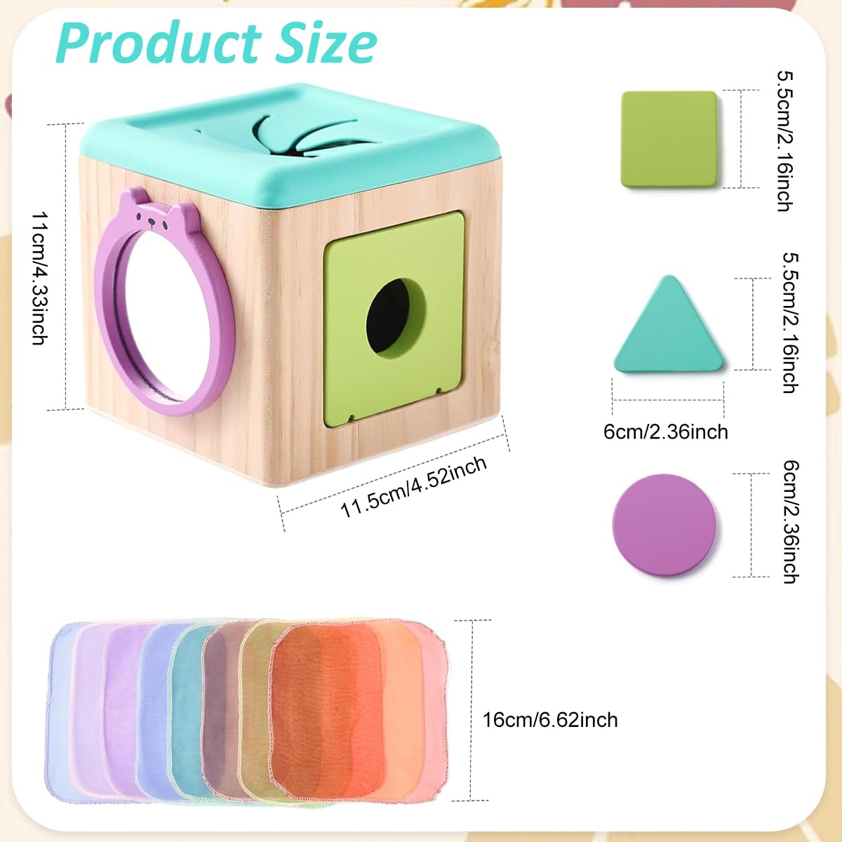 PATPAT Wooden Tissue Box Baby Toy for Sensory Play with 8 Sheer Tissues and Mirror | Montessori Learning