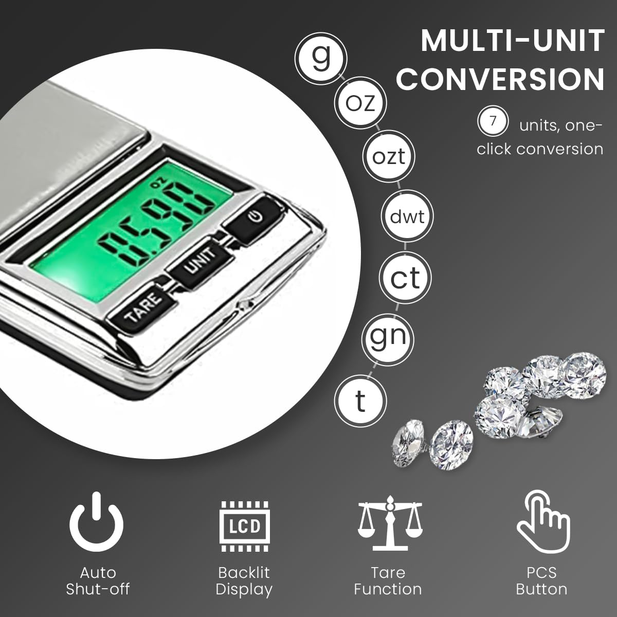 HASTHIP Digital Kitchen Weighing Scale for Home with 200g 0.01g Precision Sensors | Portable LCD Pocket Scale for Food and Jewellery