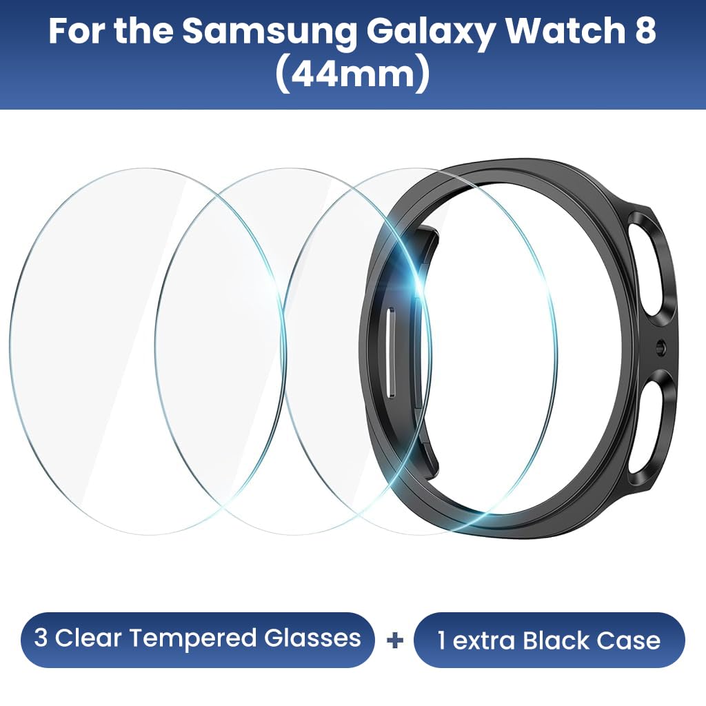 ZORBES Glass Screen Protectors for Samsung Galaxy Watch 8 44mm with Auto Alignment Tool and Anti Glare Finish