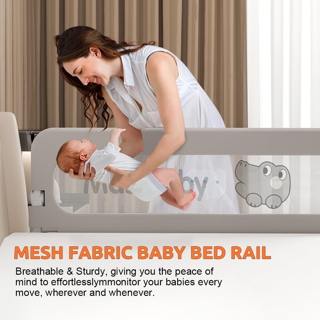 SNOWIE SOFT Baby Bed Guard for Safety and Comfort featuring Fold‑Down Rail | 70.8 in Adjustable Height