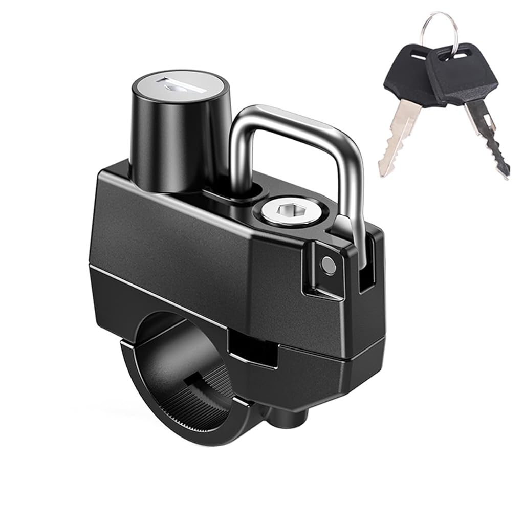 STHIRA® Helmet Lock for Handle Bar Aluminum Alloy Helmet Lock with 2 Keys Motorcycle Helmet Lock Scooter Helmet Lock for Motorbikes Electric Motorbike Helmet Accessories for Handlebar Scooter Lock
