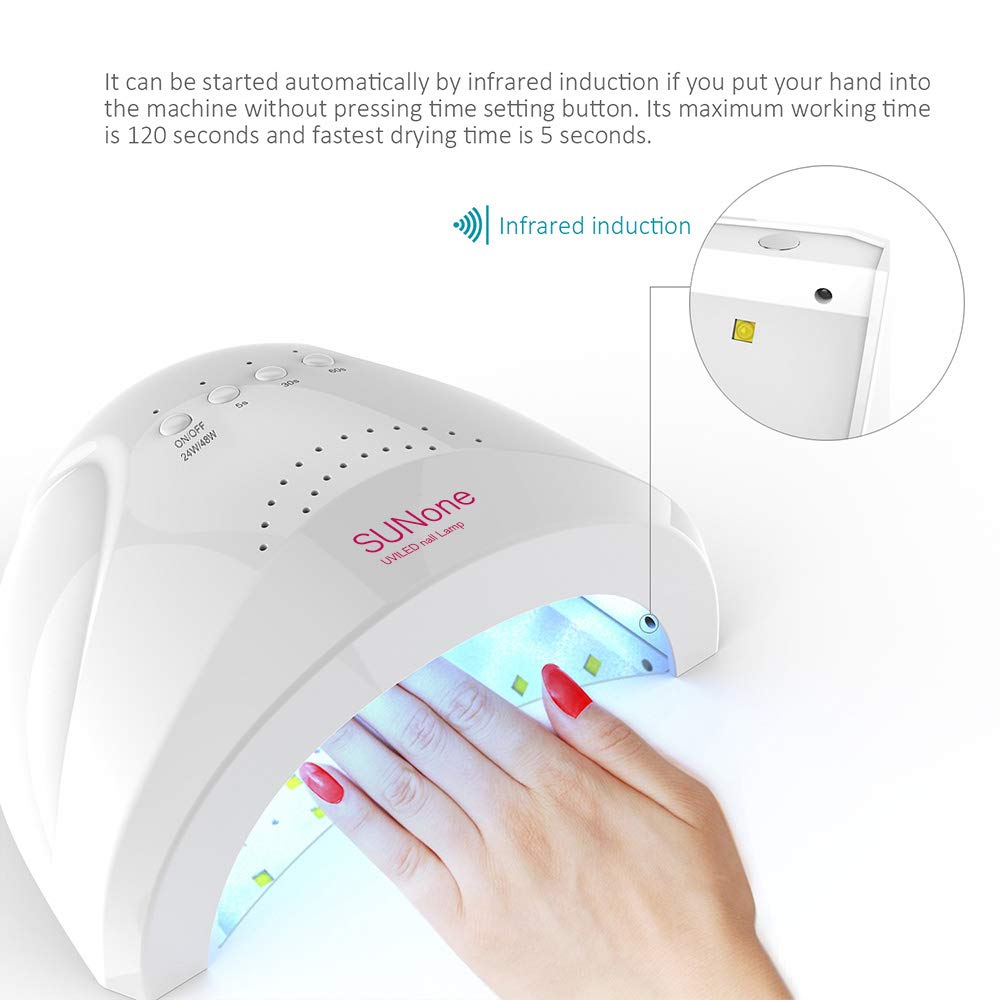 Supvox® 48W Electronic Professional LED UV Lamp Nail Dryer Polish Acrylic Gel Art Machine with Timer - EU Plug / Quick Dry / White Light - white