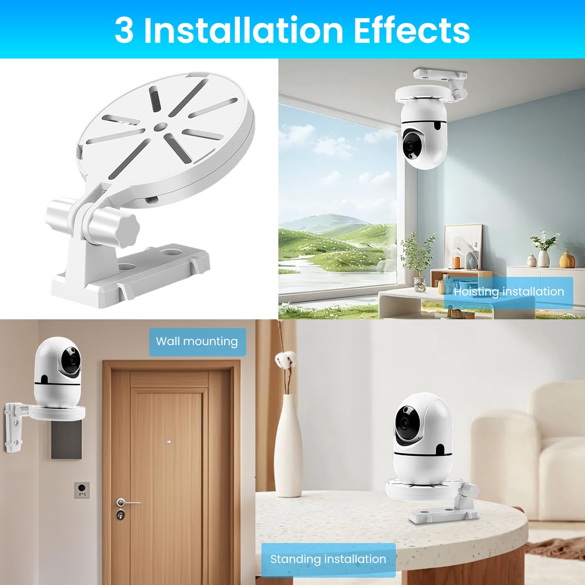 ZORBES Baby Monitor Wall Mount Brackets with 145° Adjustable Angle and Invisible Cord Management | No Drill Installation Kit