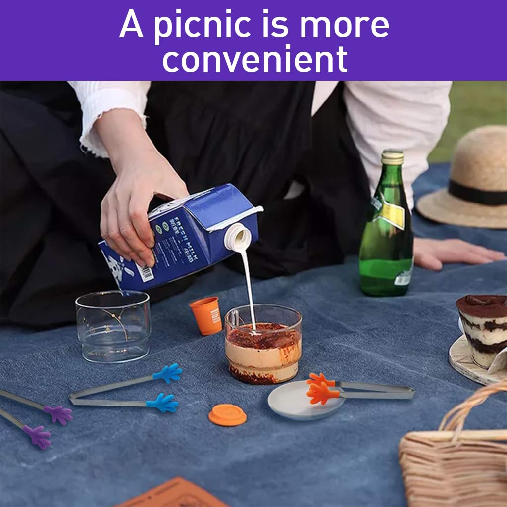 HASTHIP Small Kitchen Tongs for Desserts and Ice Cubes featuring Silicone Palm Tips | 3Pcs 5.1 in Stainless Steel