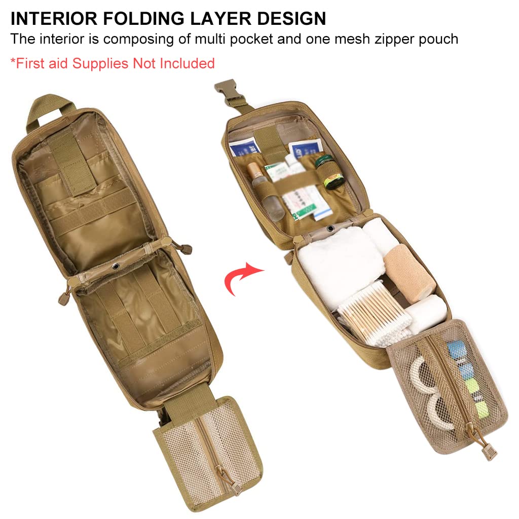 Proberos Medical Molle Pouch for Outdoor and Home Use featuring Rip Away Design and 20.5x15x10cm Capacity | Metallic Yellow Nylon