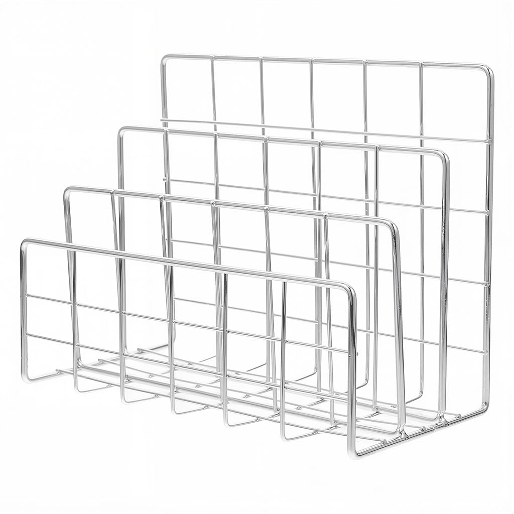 Zibuyu 3 Tier Metal Book Organizer for Home Office with Wire Design | Silver Desktop File Holder