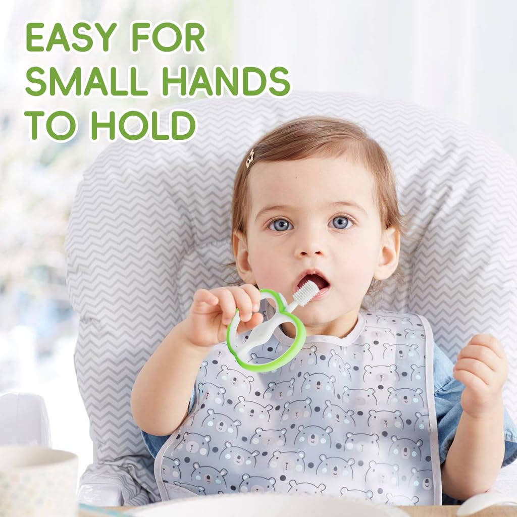 SNOWIE SOFT Baby Toothbrush for 6–24 Months with Double Sided Silicone Design and Easy Grip Handle