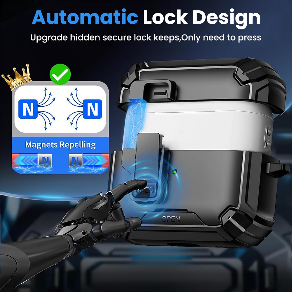 ZORBES AirPods Pro 3 Case with Magnetic Lock and Built‑In Desk Phone Bracket | TPU and PC Cover
