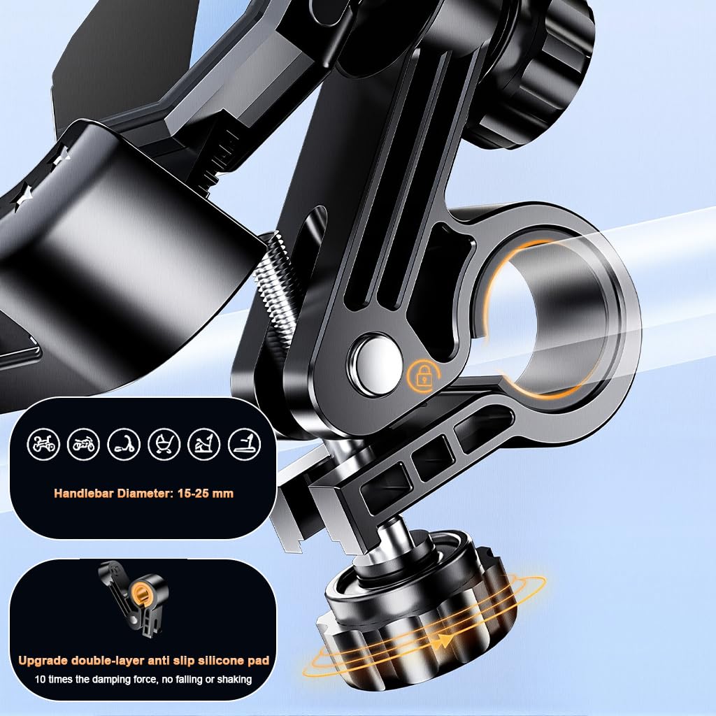 STHIRA Bike Mobile Holder for Handlebar or Rearview Mirror with 360° Rotation | Secure Anti‑Slip Mount for Smartphones
