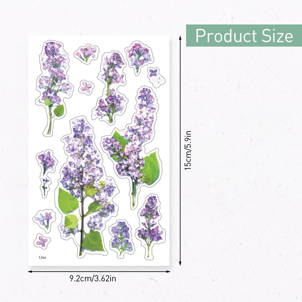 HASTHIP Flower Stickers for Scrapbooking and Journals with 270 Pieces PVC Sheets | Self Adhesive 9 cm