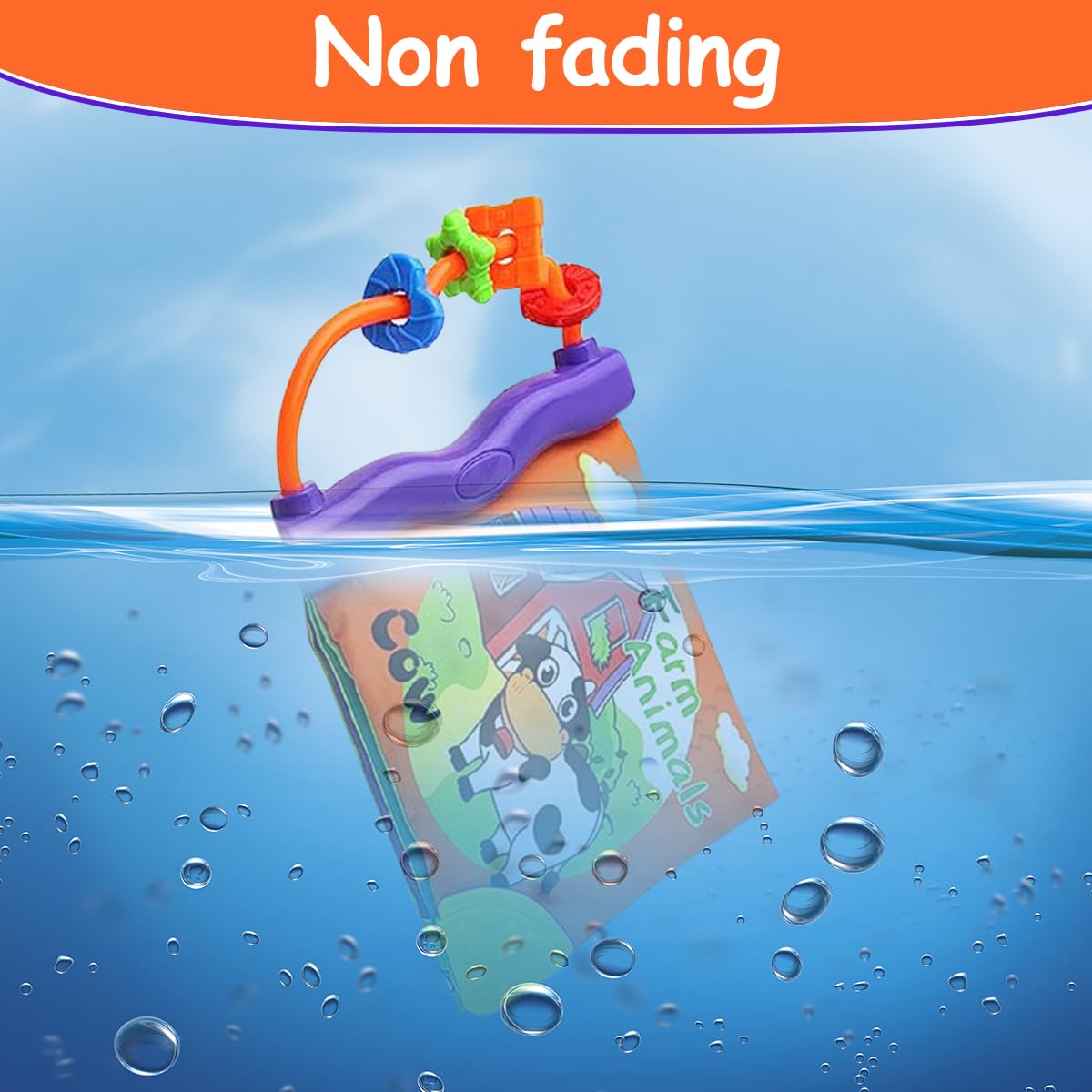 PATPAT Cloth Book for Babies with Teether and Rattle Ring featuring 8 Cartoon Animal Pages | Soft Washable Sensory Toy for 3–12 Month Infants