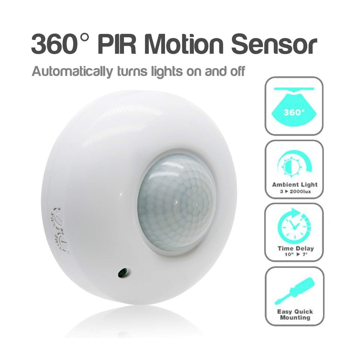 Verilux Motion Sensor Ceiling Light for Home Lighting Upgrades featuring 360° PIR Detection | Adjustable Brightness and Timer