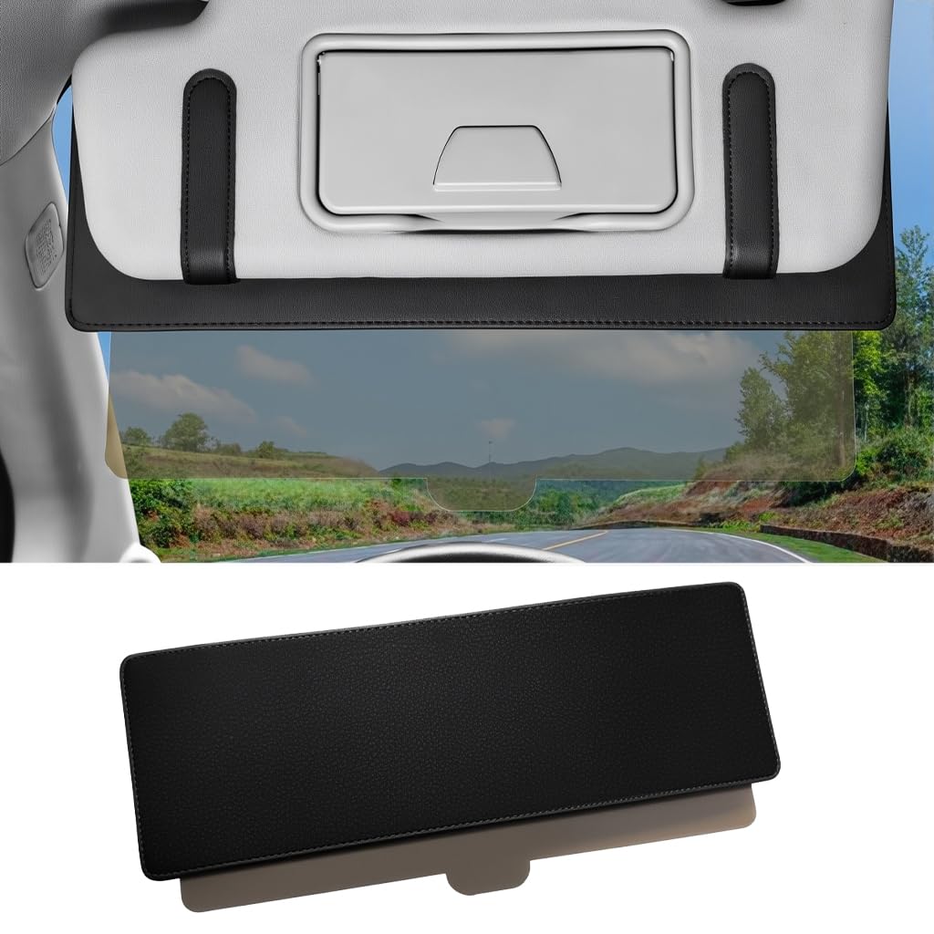 STHIRA Car Sun Visor Extender for Day and Night Driving with 15 in Telescopic Panel | Universal Fit Black Clip On Anti Glare Shield