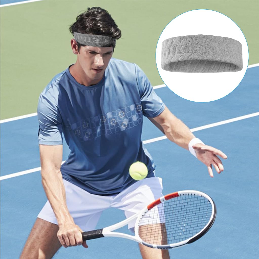 Proberos Sport Headband for Running and Yoga with Anti Slip Silicone Grip | Grey Cotton Blend