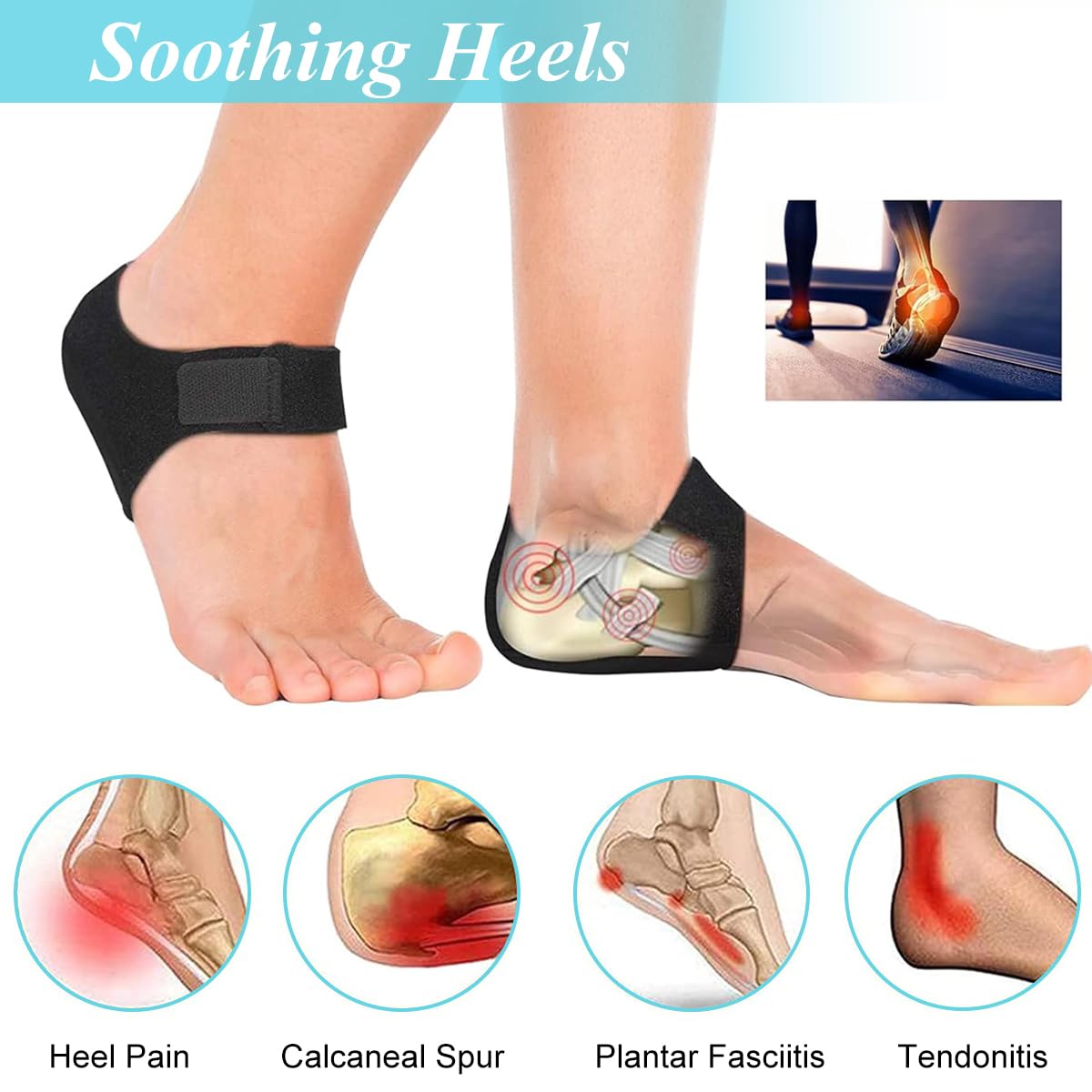 HANNEA Heel Protectors for Plantar Fasciitis Pain Relief with Silicone Cushion Pads | 1 Pair