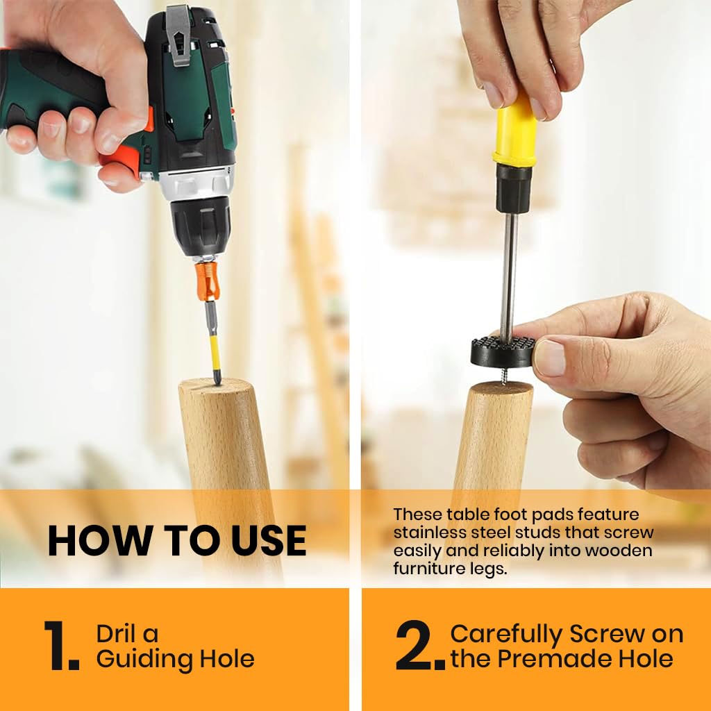 Serplex Table Feet Pads for Furniture Floor Protection with Screw-in Design and 32PCS 3cm PVC | Anti-Slip Risers for Chairs Desks and Stools