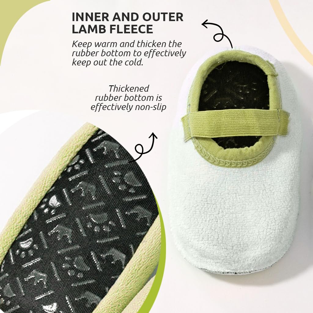 SNOWIE SOFT Cartoon Baby Shoes for 6–12 Months with Elastic Strap and Non Skid Sole | Green Panda Toddler Gift
