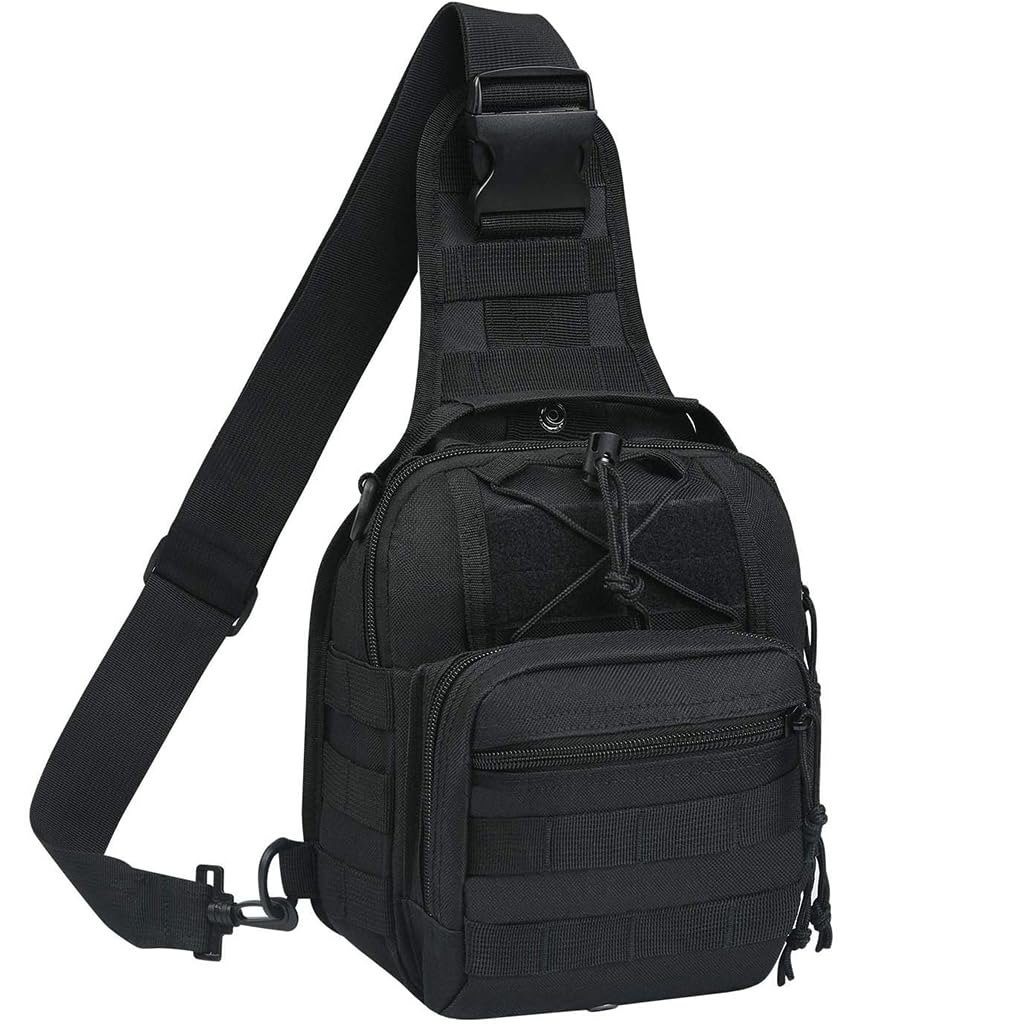 GUSTAVE Sling Bag for Men with Three Zipper Compartments and Removable Strap | Oxford Cloth Daypack for Hiking and Commuting