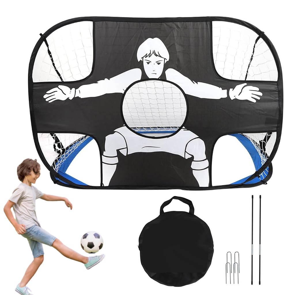 Proberos Football Goal Post Net Set for Training with 6x4ft Steel Frame and Snap-Lock Assembly | Portable Indoor Outdoor Practice