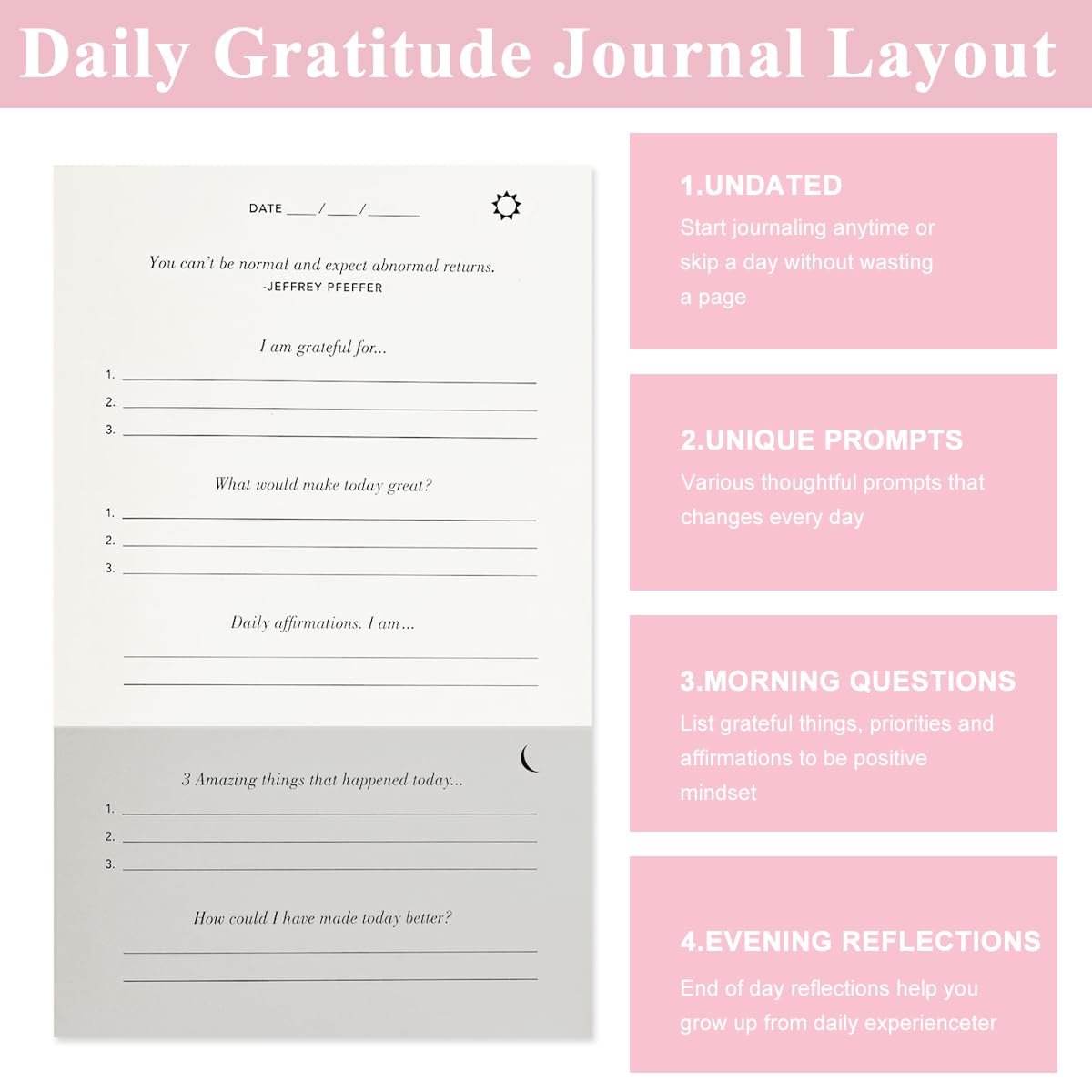Climberty Gratitude Journal Book for Daily Reflection with Ribbon Bookmark and 200 Pages | Ideal Gift for Women and Family
