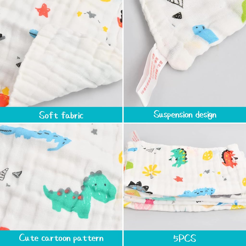 SNOWIE SOFT Baby Towels 6 Pcs 12 in Square with Multi Layer Mesh Pure Cotton | Face and Shower Use