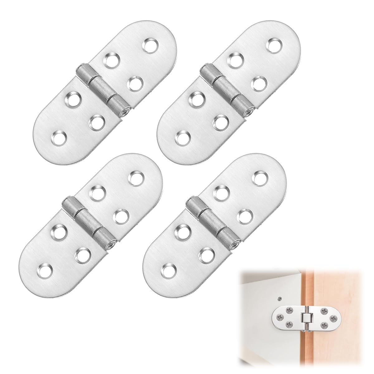 Serplex Metal Hinges for Folding Tables featuring 90 Degree Folding Mechanism and Brushed Zinc Alloy Finish