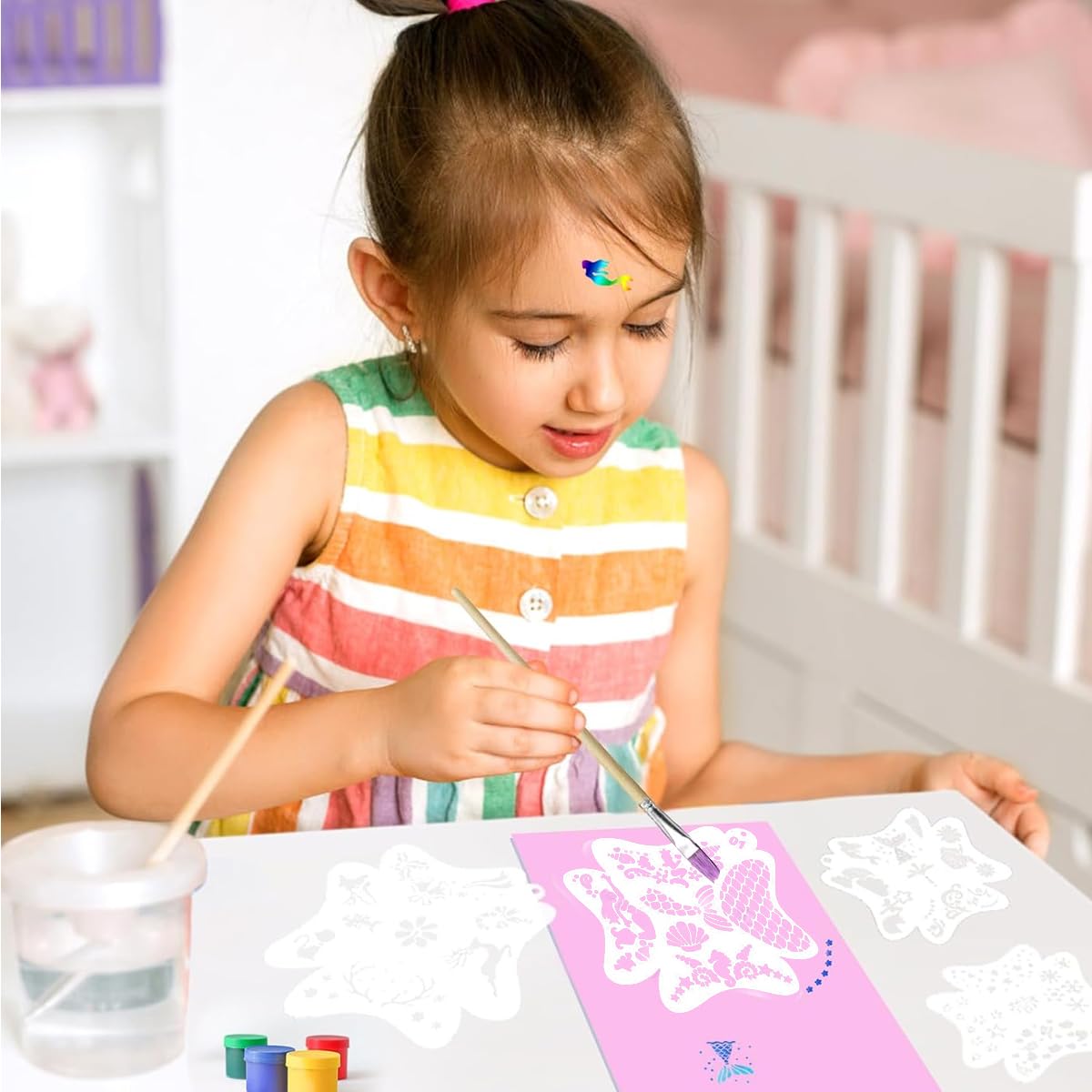 MAYCREATE Face Paint Stencils for Party and Halloween Makeup with 10 Plastic Sheets | Mermaid Butterfly and Mandala Designs
