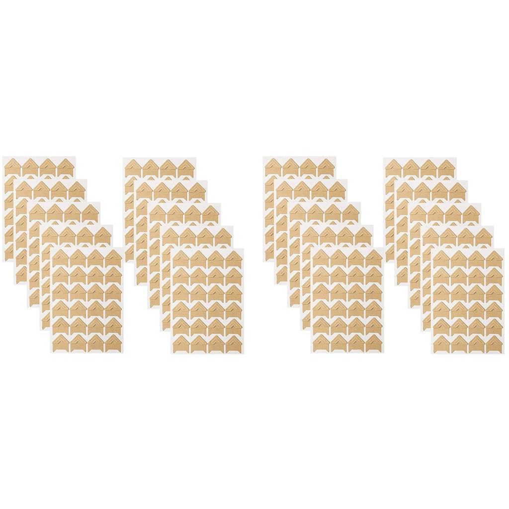 HASTHIP® 10 Sheets Photo Corner Stickers Self Adhesive Beige Paper Mounts for Scrapbooking Album Instant Camera Kraft 2x2 cm 20PCS