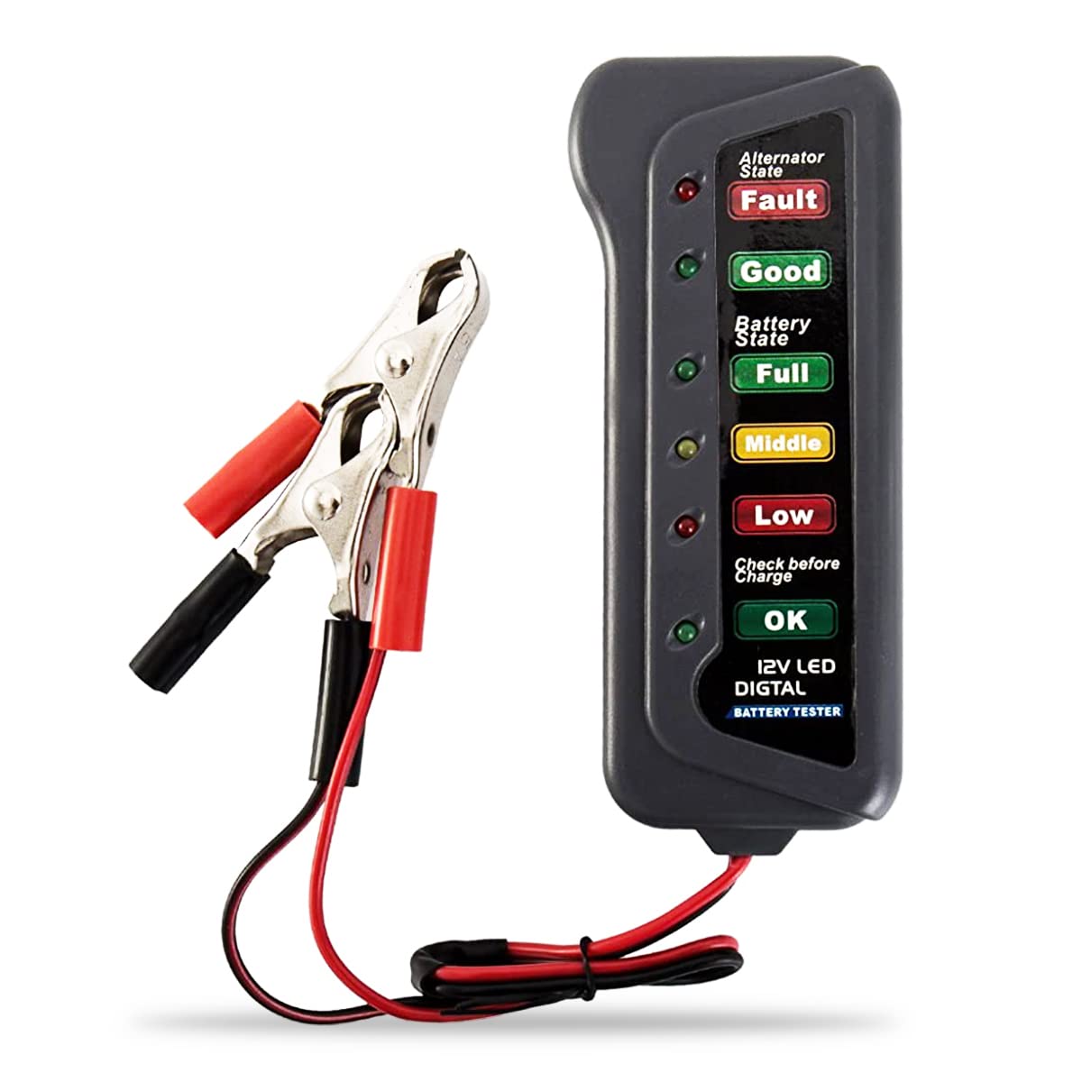 STHIRA Lukzer 12V Digital Battery Tester Alternator for Vehicles with 6 LED Lights