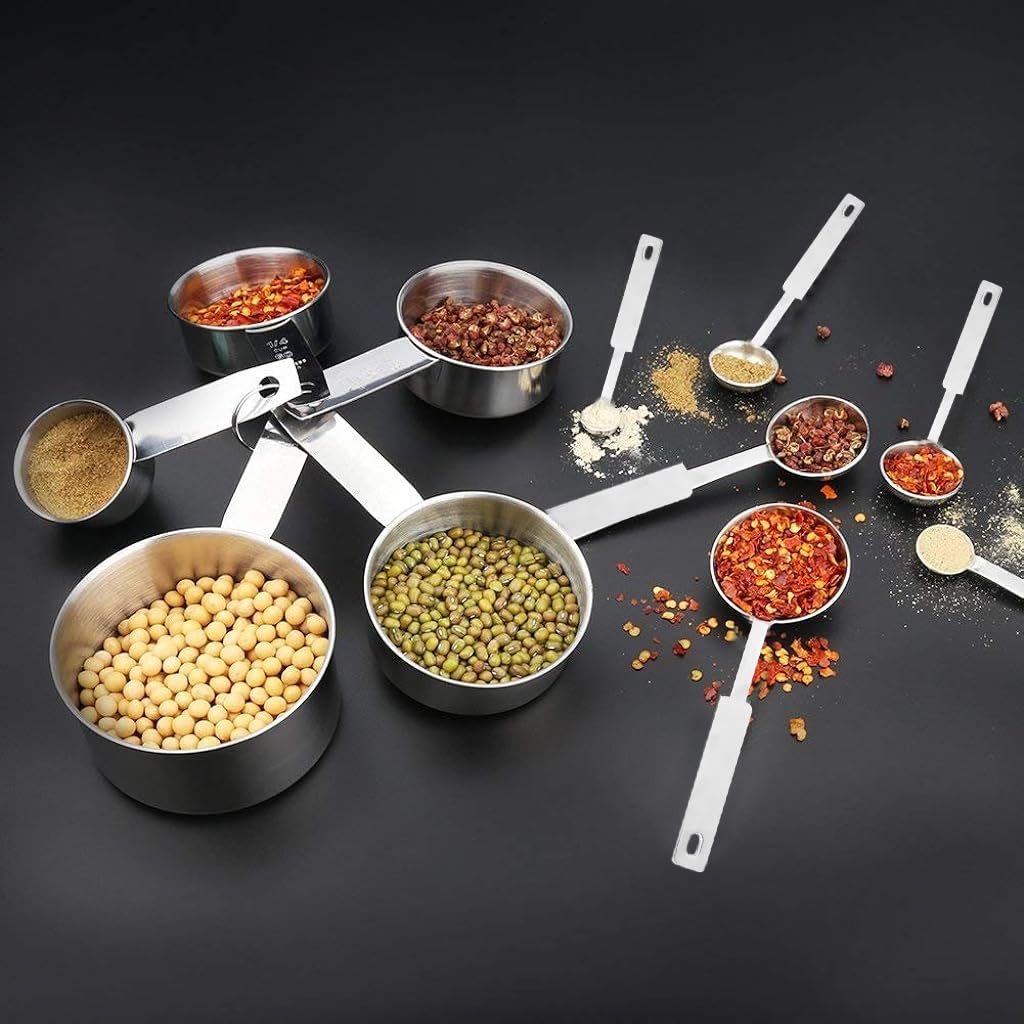 Supvox Measuring Cups and Spoons Set 24 pcs with Dual Unit Scales Stainless Steel for Cooking | Ideal for Baking and Home Chefs
