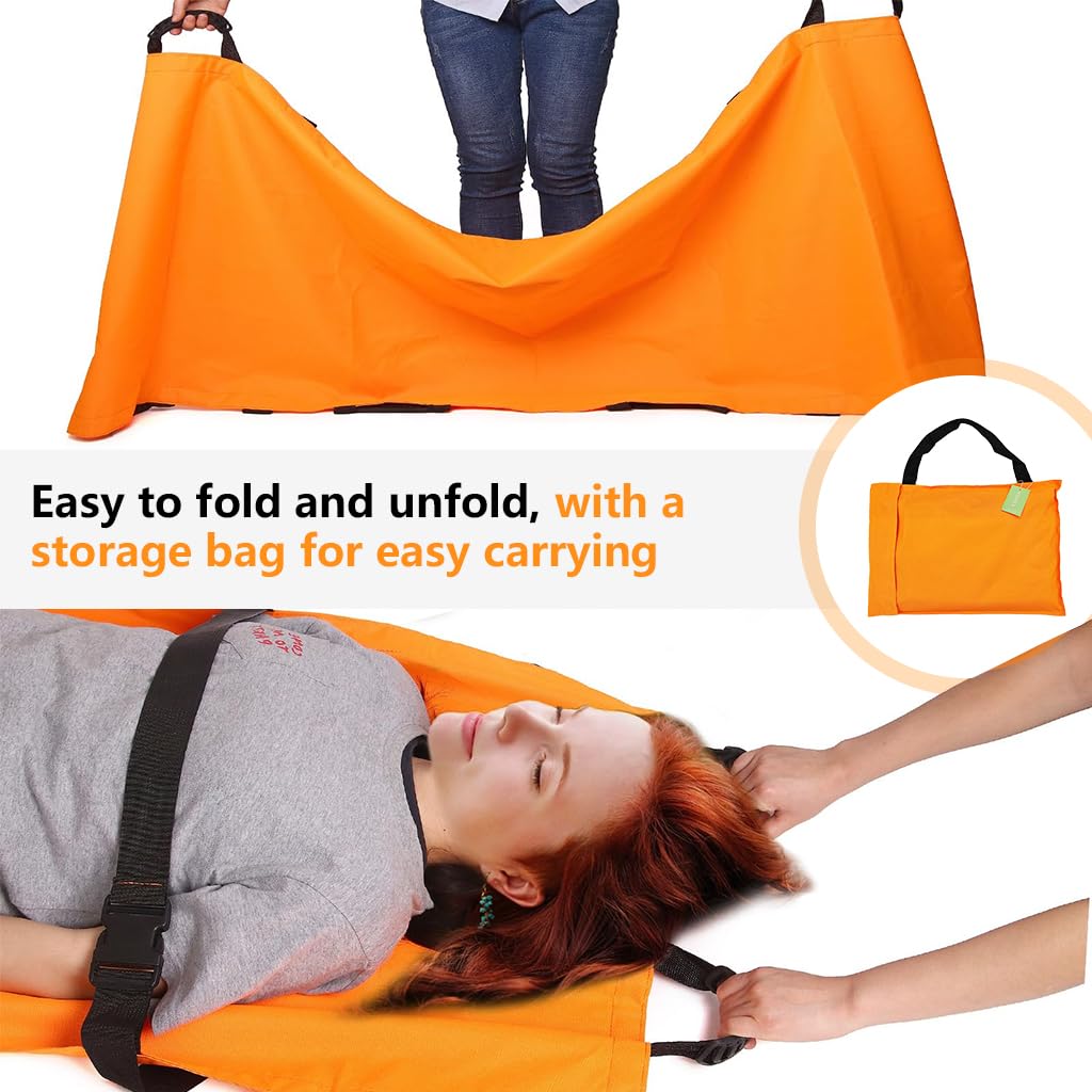 HANNEA Foldable Soft Stretcher for Emergency Rescue with Dual Safety Belts 180x70cm | 12 Rubberized Handles and Oxford Cloth