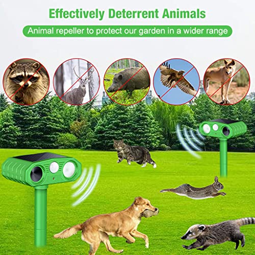 HASTHIP® Outdoor Ultrasonic Pest Repeller - Solar Lizard Repellent & Snakes Repellent - Dog Repellent Device with Infrared Sensor & Flashing Lights for Garden & Patio - Pigeon Repellent for Balcony